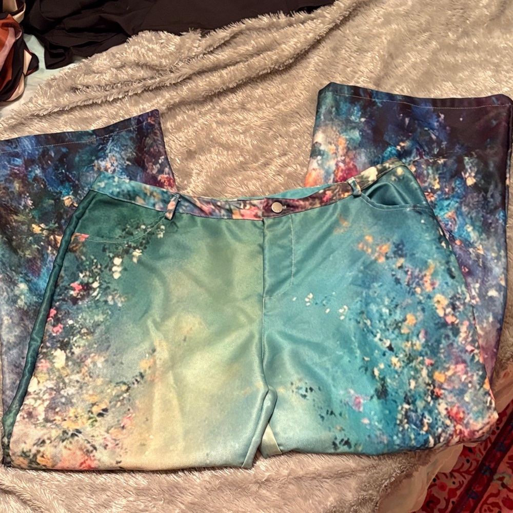 Colorful Abstract Print Pants